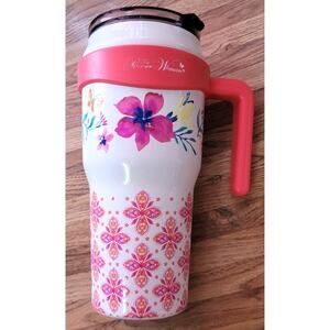 The Pioneer Woman 40oz Folk Geo Pink Stainless Steel Insulated Tumbler Handle
